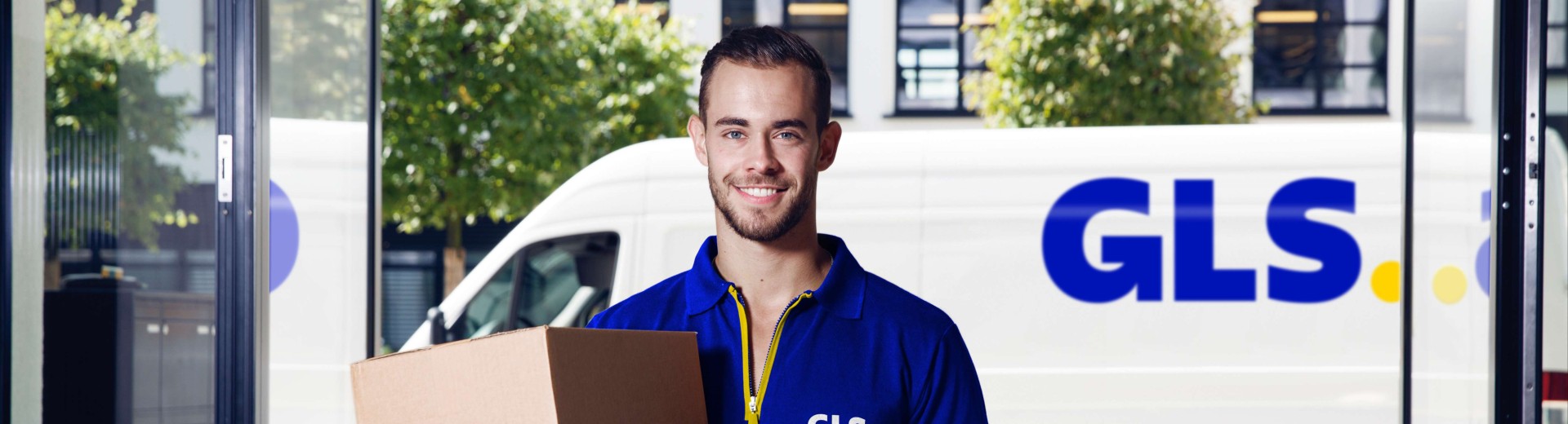 deliveryman with the van in the background