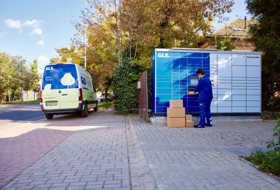 employee and van near GLS Locker 